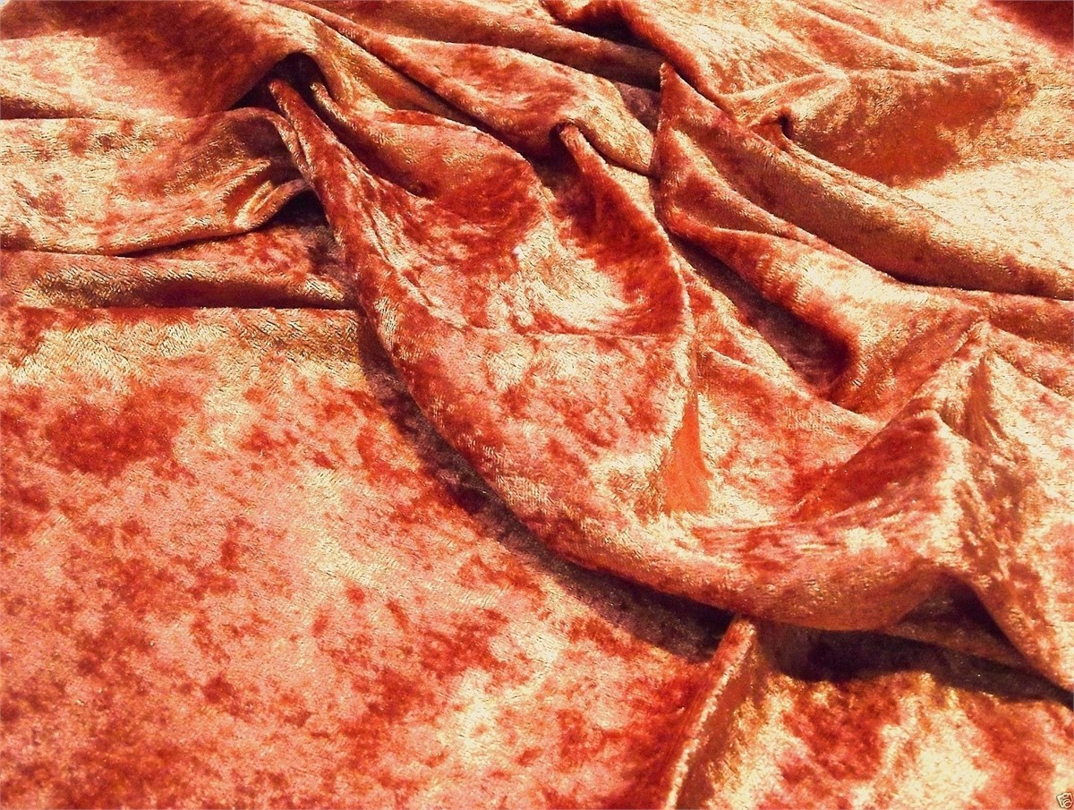 Crushed Velvet Velour Fabric Material - RUST - CRS Fur Fabrics