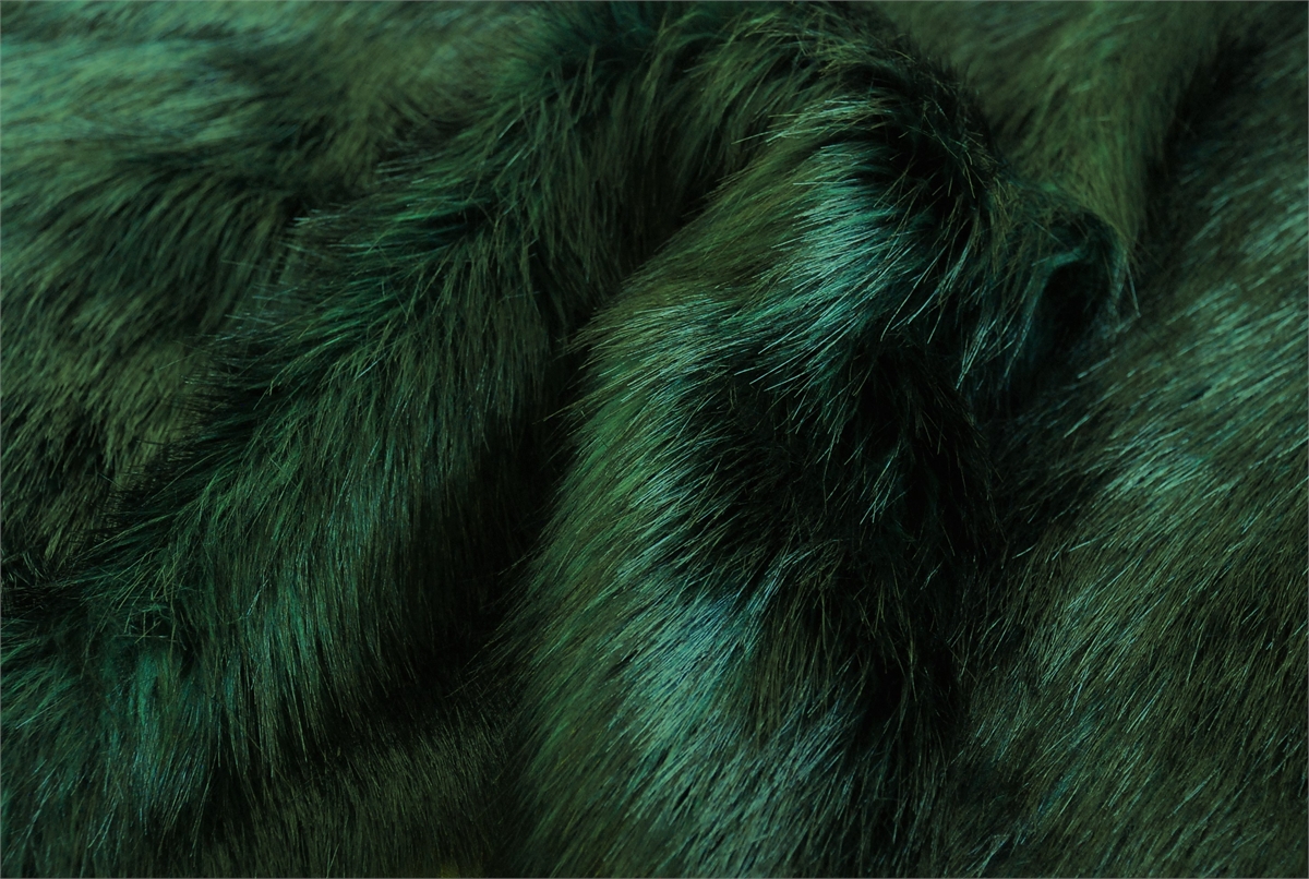 Super Luxury Faux Fur Fabric Material LONG GREEN & BLACK CRS Fur