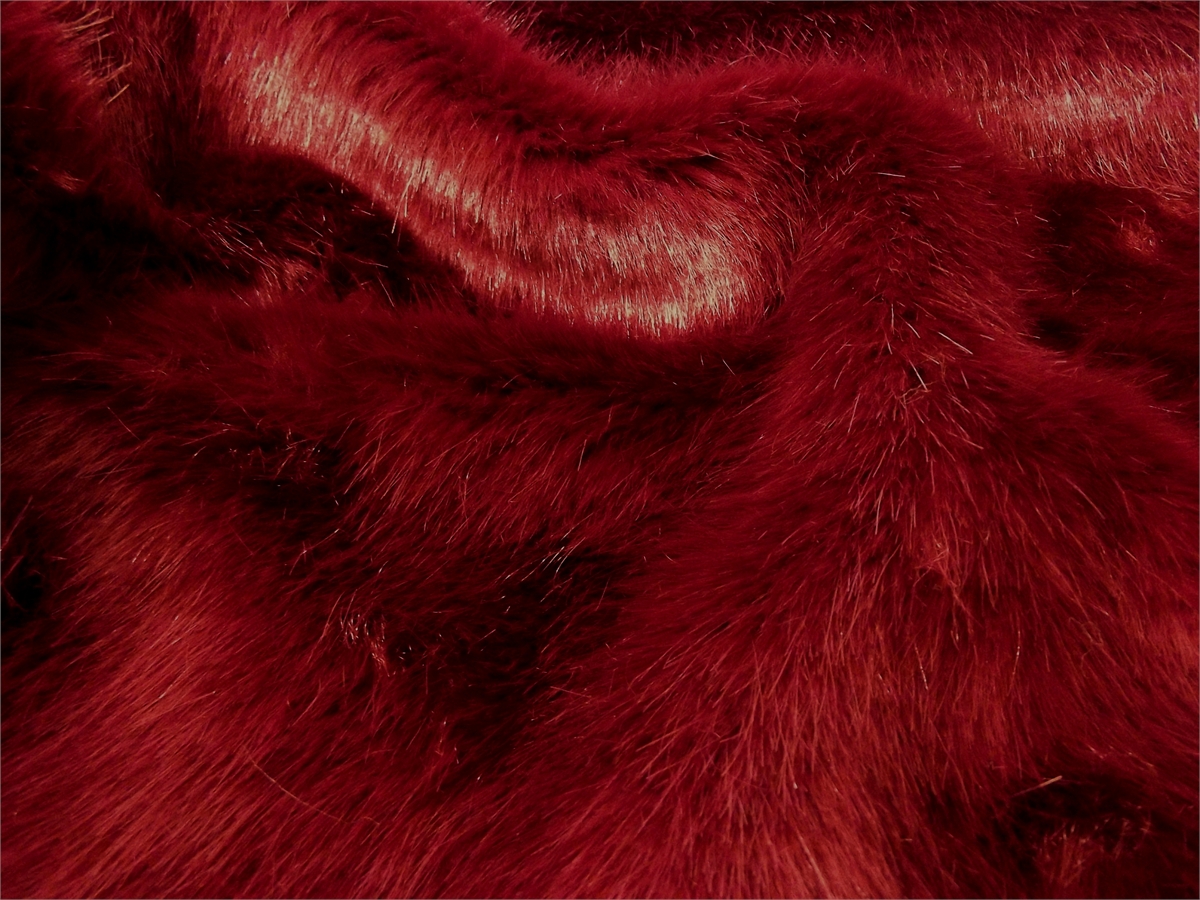 Super Luxury Faux Fur Fabric Material Swiss Dark Red Crs Fur Fabrics 9864