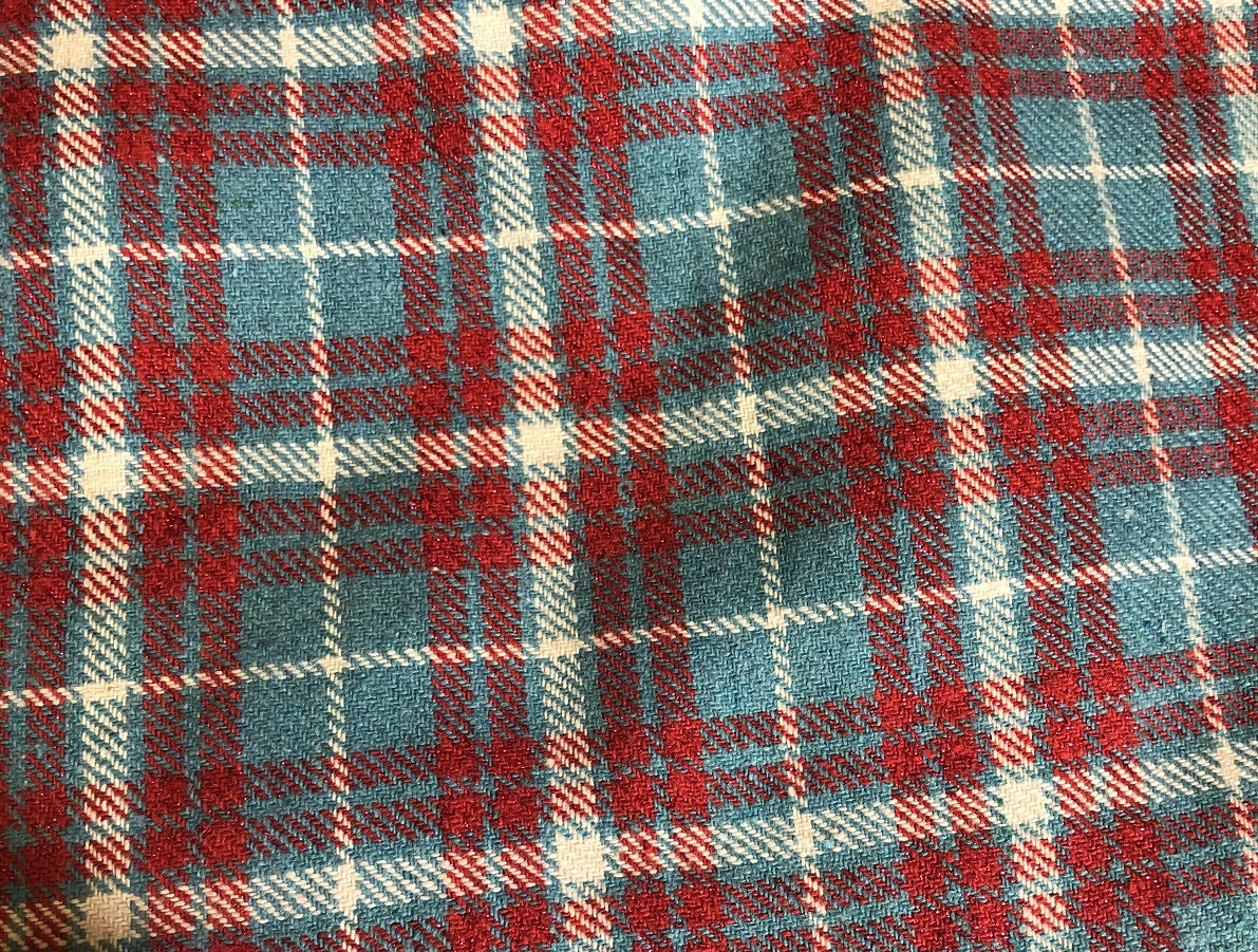 Luxury Wool Blend TWEED Fabric Material - T10 PLAID BLUE/RED/WHITE ...