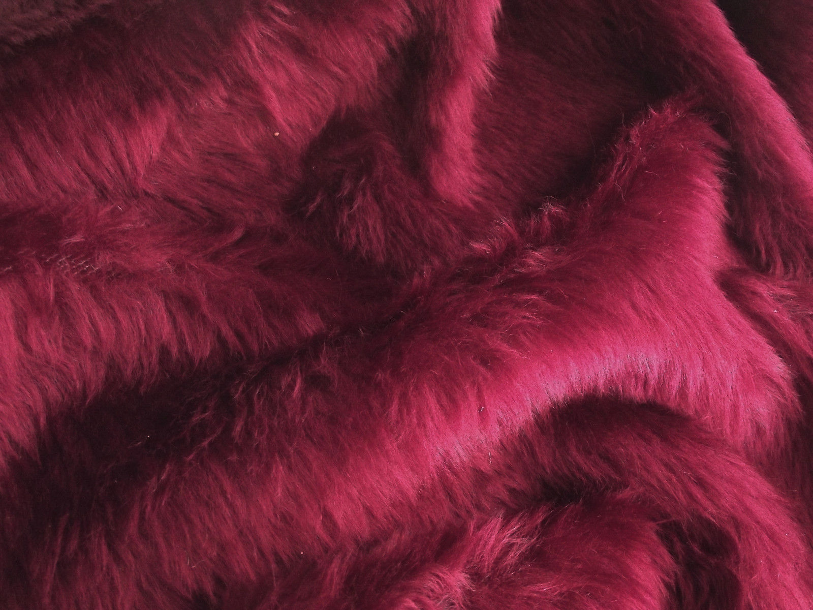 LONG BURGUNDY WINE FLECK Super Luxury Faux Fur Fabric Material 