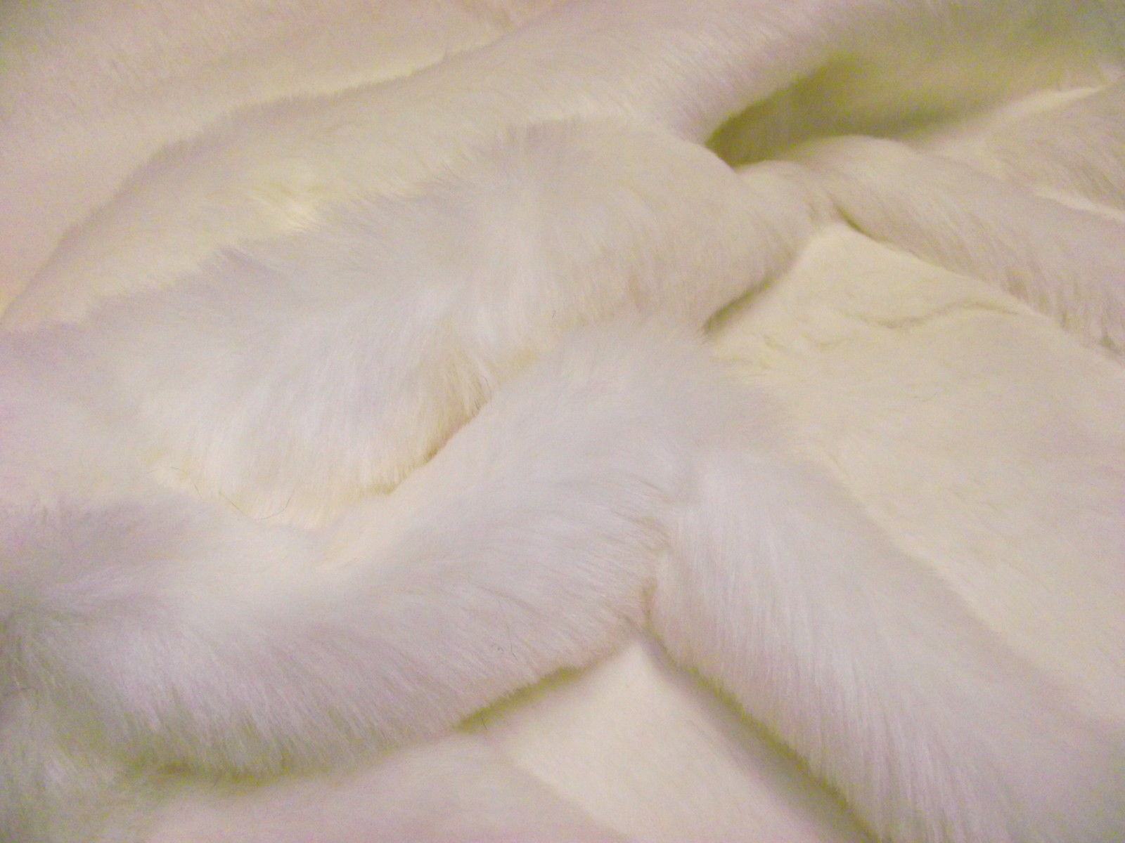 White Luxury Faux Long Hair Fur Acrylic Blend Fabric By the Yard (S-8N)