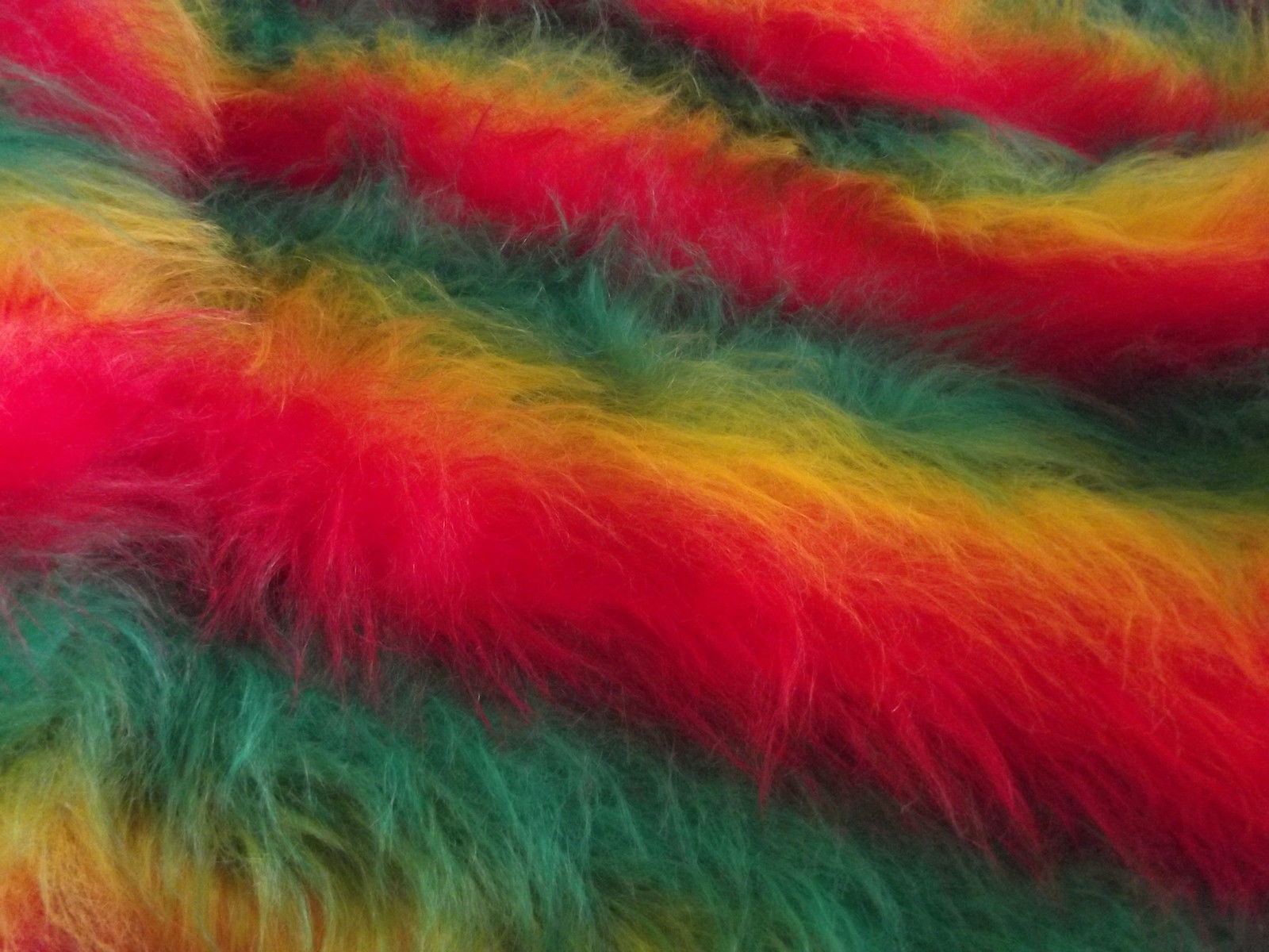 LONG Pile Fun Faux Fur Fabric Material - REGGAE STRIPE - CRS Fur Fabrics