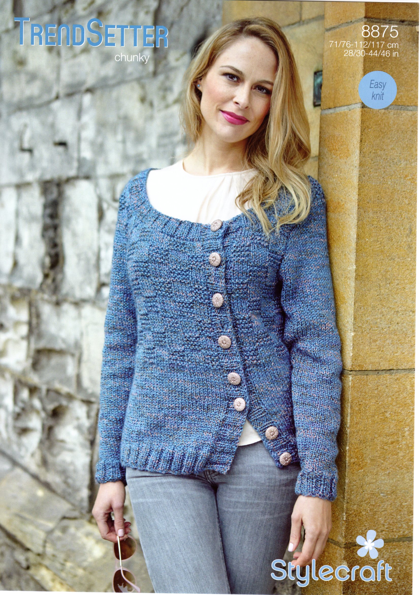 Stylecraft Knitting Pattern - Trendsetter Chunky Yarn - BELLE CARDIGAN -  8875 - CRS Fur Fabrics