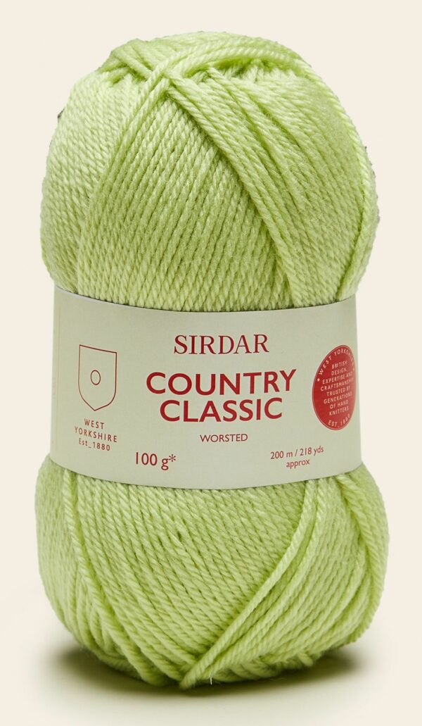 Sirdar Country Classic Worsted 100g Knitting Wool Yarn - 674 Soft Lime -  CRS Fur Fabrics