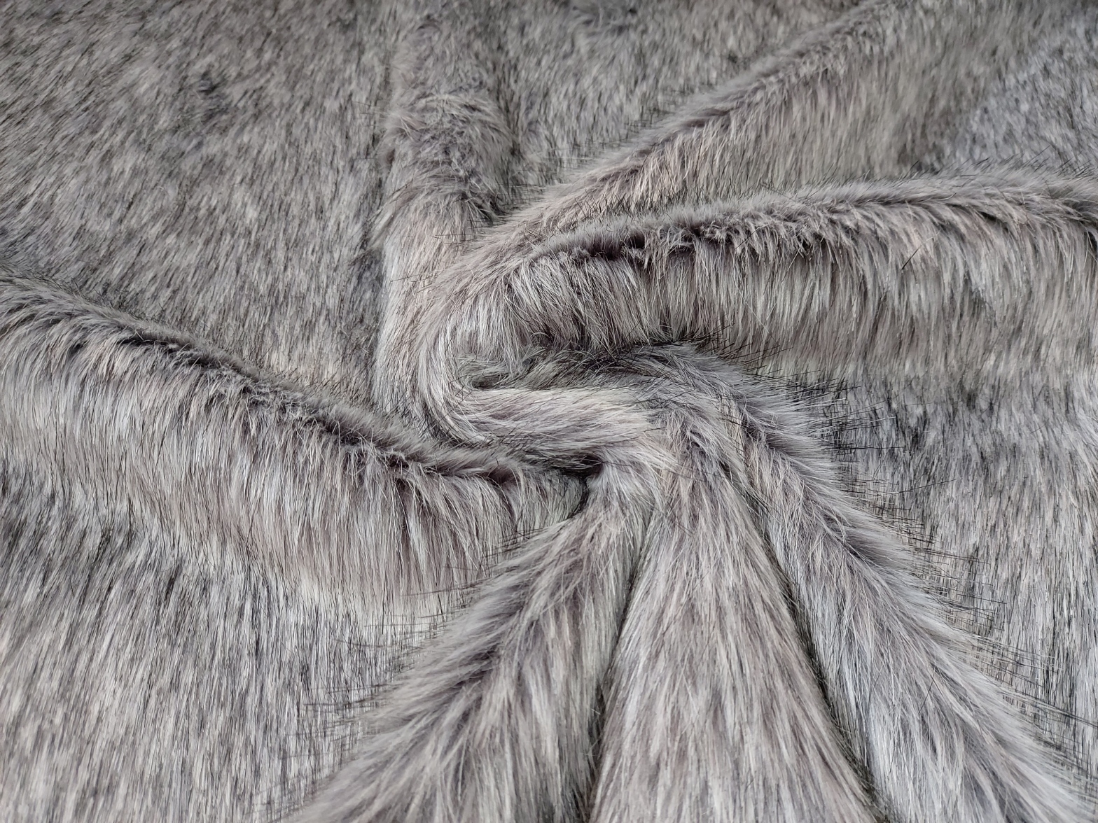 Super Luxury Faux Fur Fabric Material - LONG PILE SILVER & BLACK - CRS ...