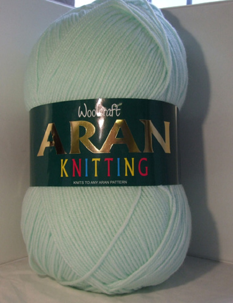 Woolcraft Aran Knitting Yarn 400g 100% Acrylic 460 Mint - CRS Fur Fabrics