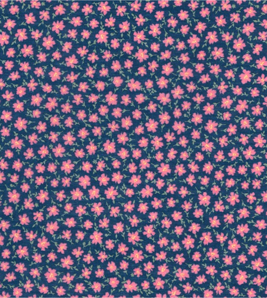 Printed Polycotton Craft Fabric Material - PINK FLOWERS ON NAVY - CRS ...