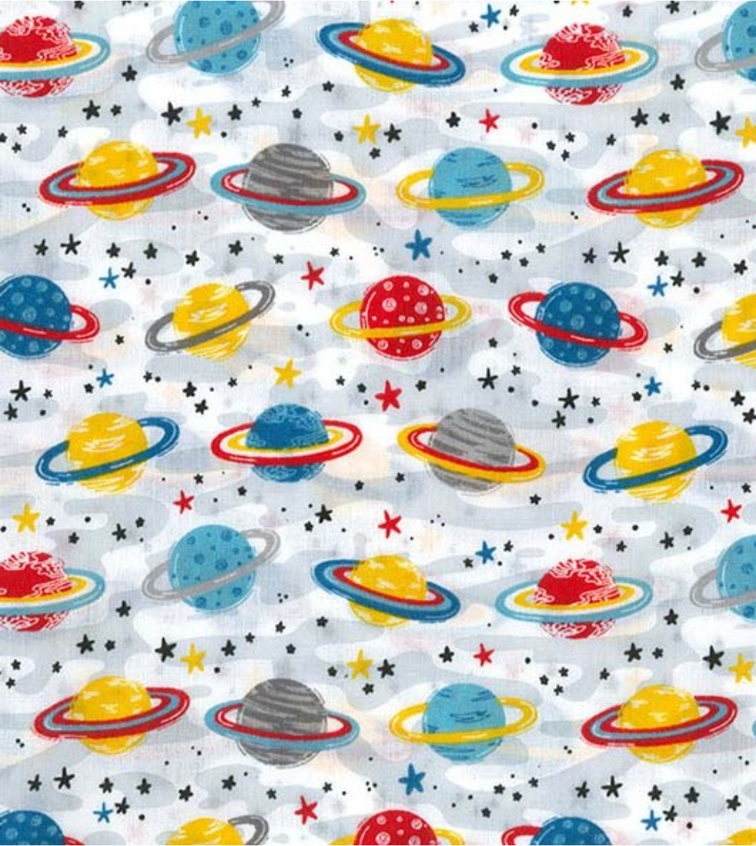 Printed Polycotton Craft Fabric Material - RINGED PLANETS - CRS Fur Fabrics