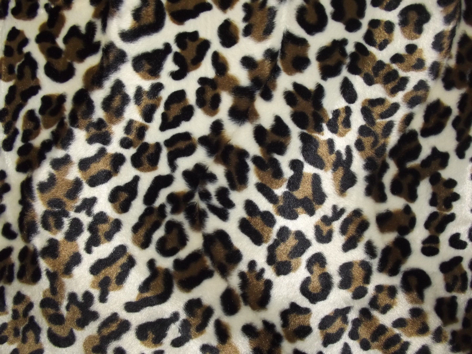 Faux Fur Pony Skin Velboa Fabric Material CREAM LEOPARD - CRS Fur Fabrics