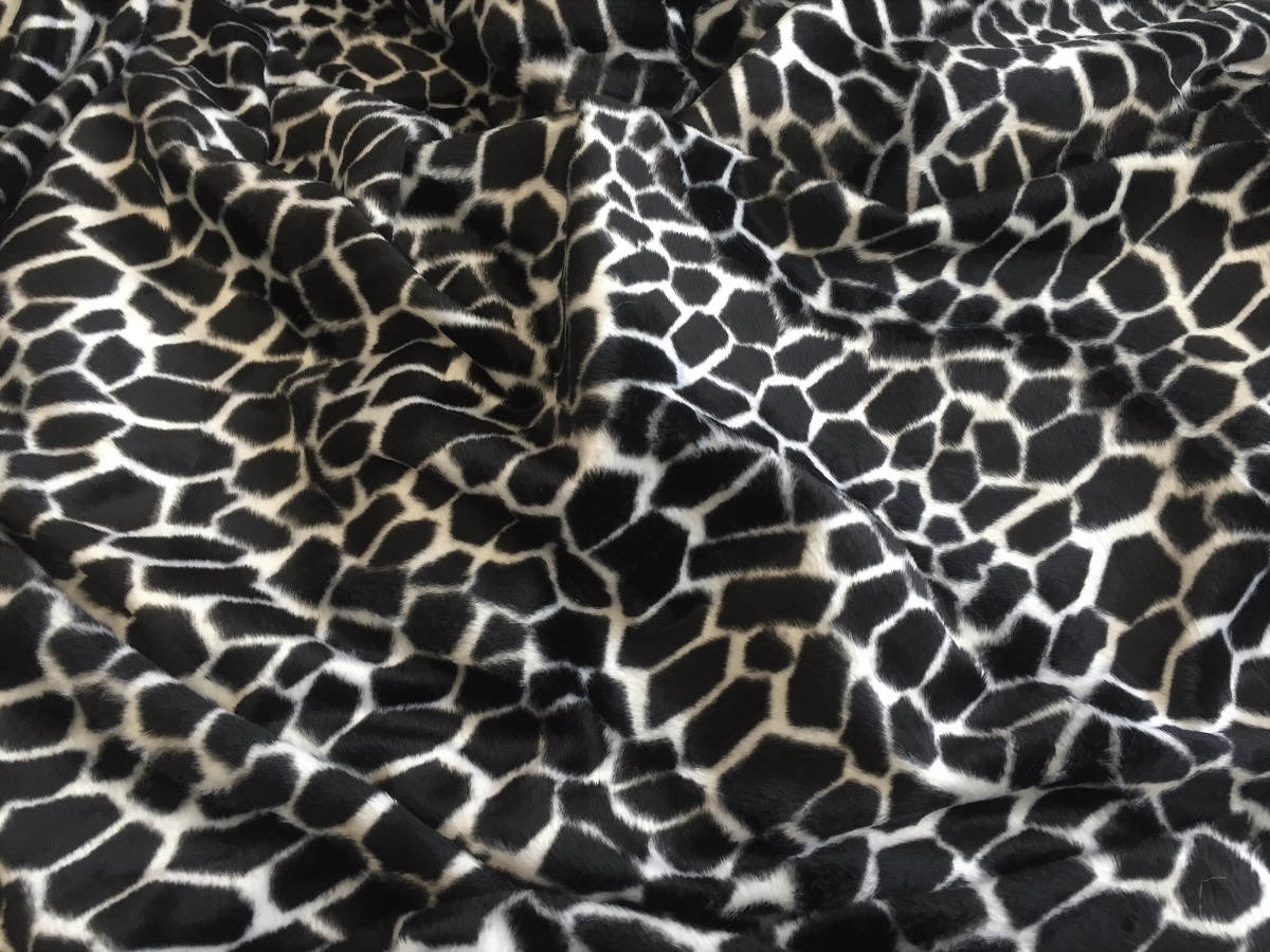 Faux Fur Pony Skin Velboa Fabric Material - BLACK GIRAFFE - CRS Fur Fabrics