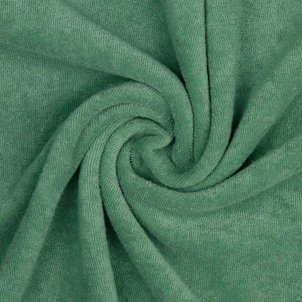 Stretch Cotton Terry Towelling Fabric Material - Green - CRS Fur Fabrics