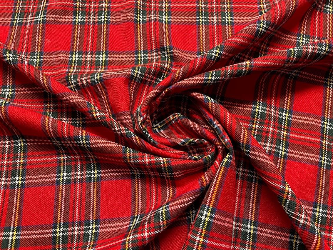 Scottish Tartan Check Fabric Material DESIGN 19 ROYAL STEWART - CRS Fur ...