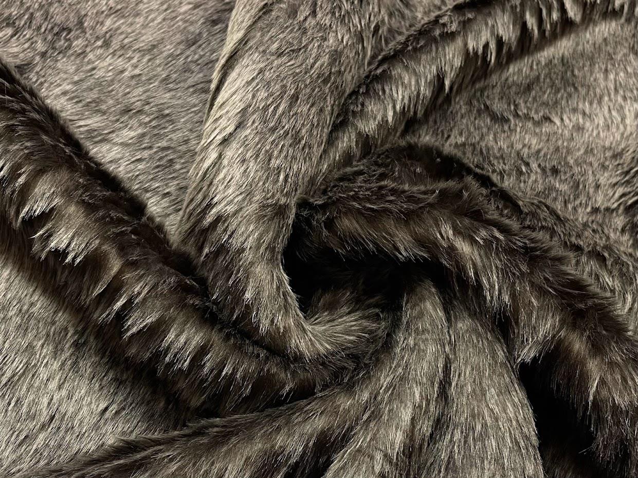 Super Luxury Short Plush Faux Fur Fabric Material TAUPE WOLF - CRS Fur ...