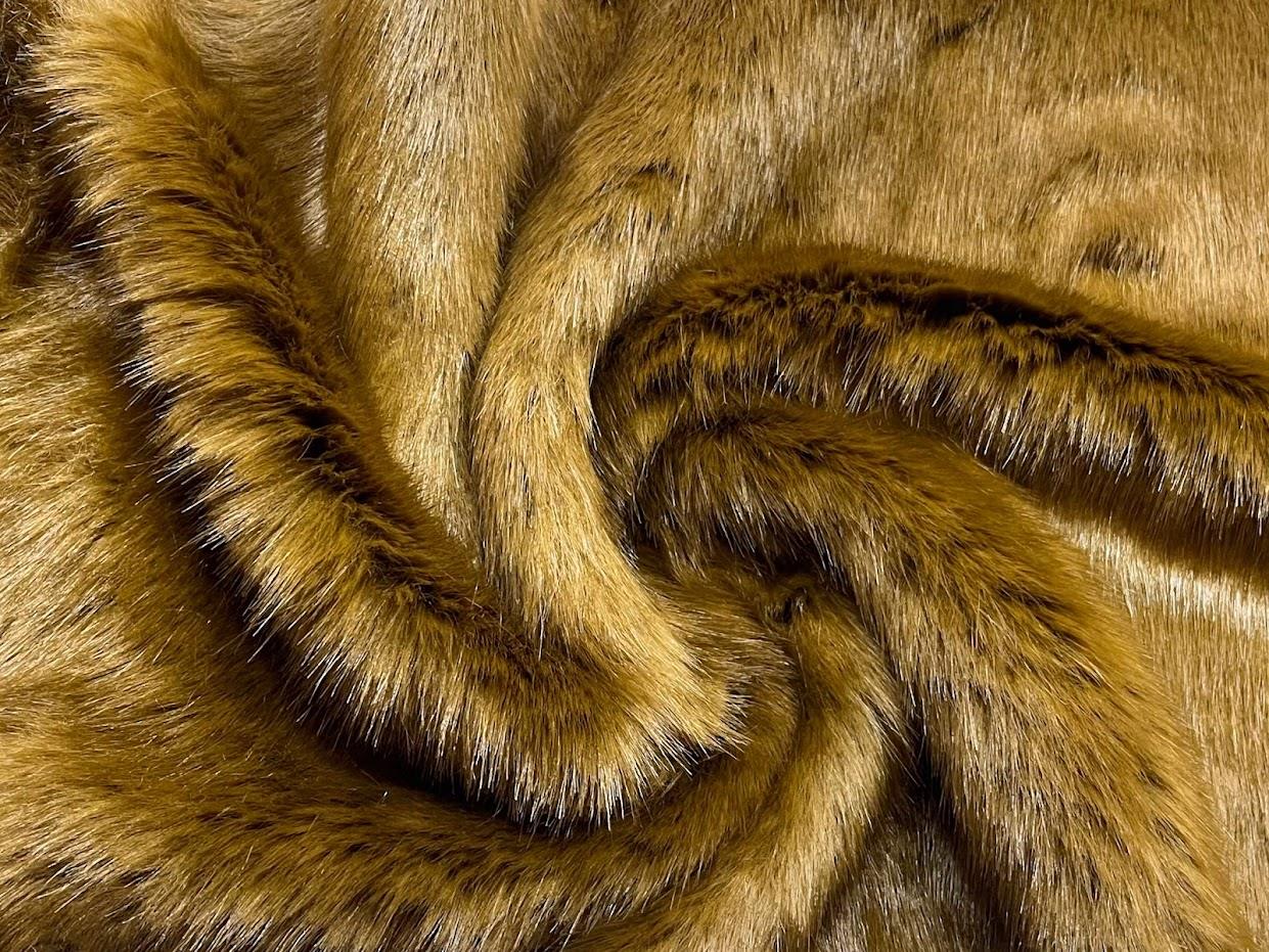 Super Luxury Faux Fur Fabric Material OLD GOLD - CRS Fur Fabrics