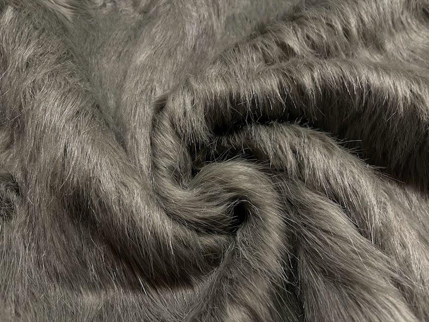 Super Luxury Faux Fur Fabric Material LONG PILE MOUSE GREY