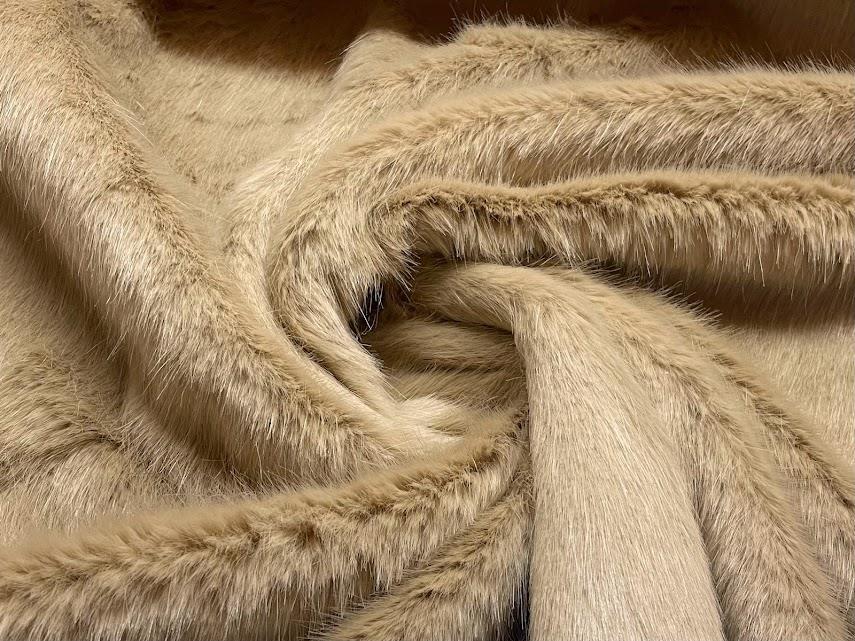 Super Luxury Faux Fur Fabric Material Swiss Pale Brown Crs Fur Fabrics 5257