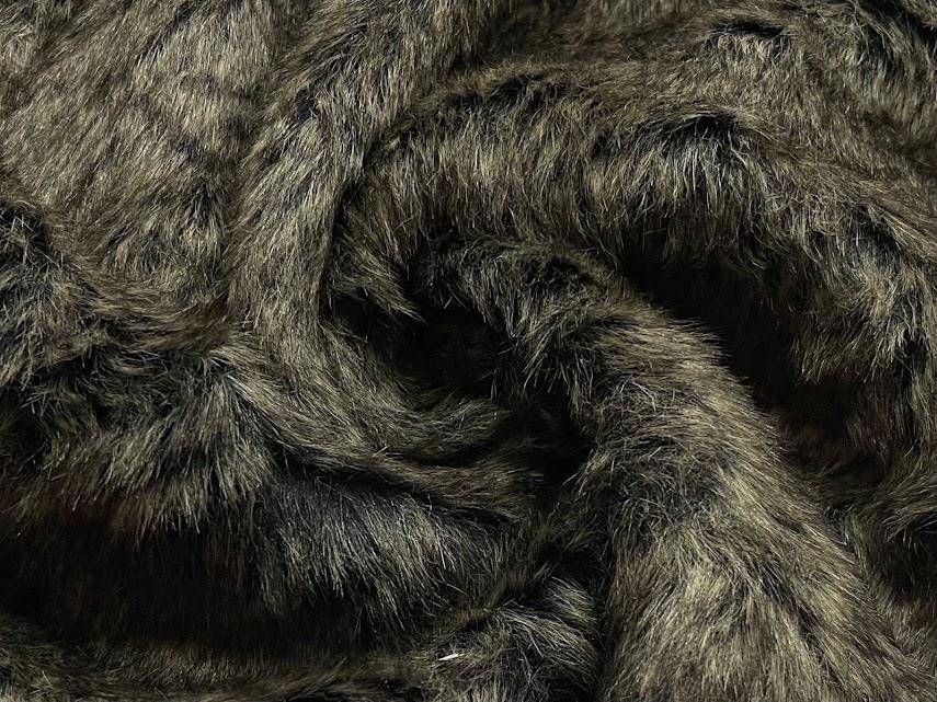 Super Luxury Faux Fur Fabric Material BLACK COYOTE - CRS Fur Fabrics