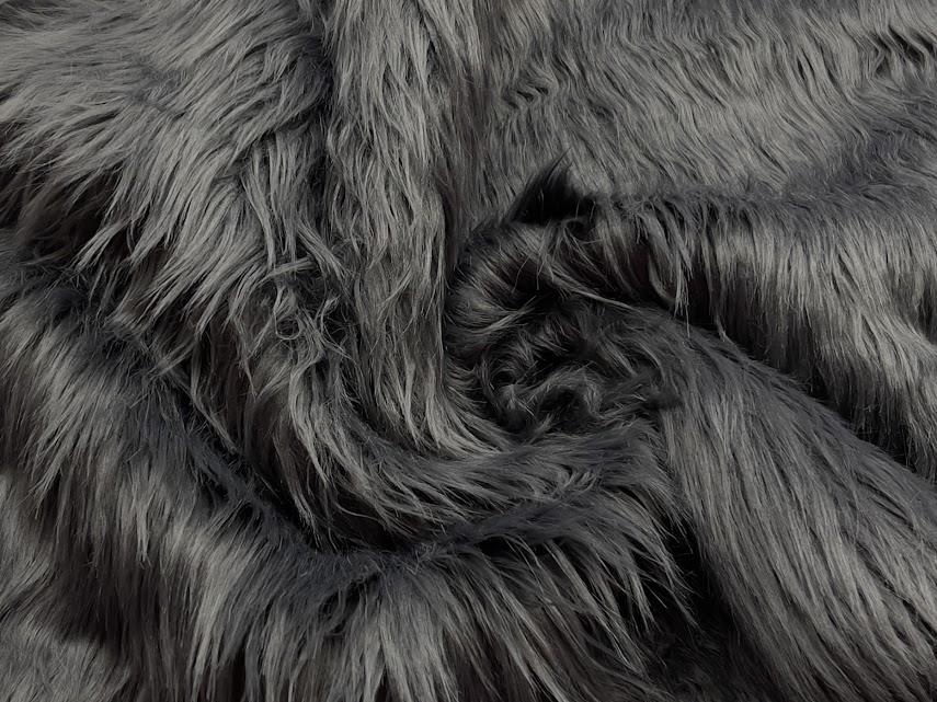 Super Luxury Faux Fur Fabric Material Long Dark Grey Crs Fur Fabrics 2601