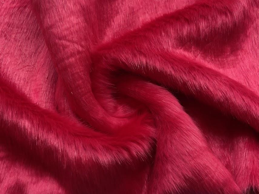 Super Luxury Faux Fur Fabric Material Dark Hot Pink Crs Fur Fabrics 7362